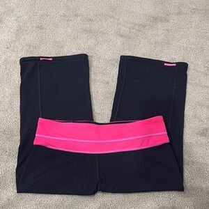 Black Leggings with Pink Waistband reversible capris